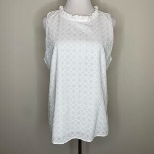 LOFT White Eyelet Sleeveless Top Sz Large